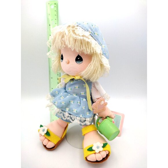 Precious Moments June Doll 1988 Applause Vintage Metal Stand Pail Summer Tags - Picture 2 of 12